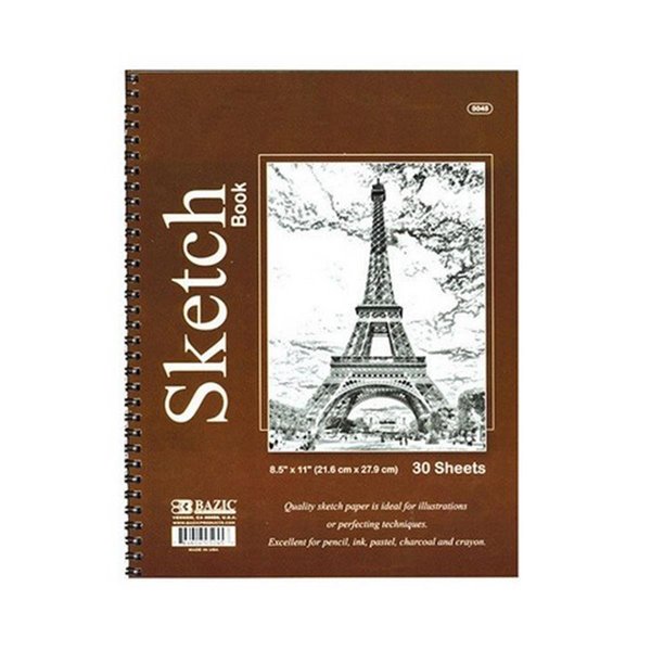 Bazic Products Bazic 5045  30 Ct. 8.5" X 11" Side Bound Spiral Premium Sketch Book  Case of 48 5045